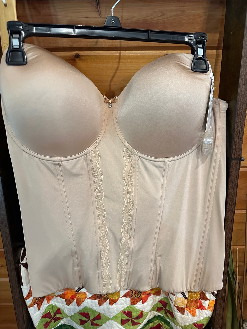 NWT strapless Longline Bustier in Nude includes clear straps